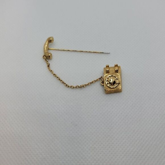 VINTAGE AVON Gold Tone Phone Brooch - Picture 3 of 5